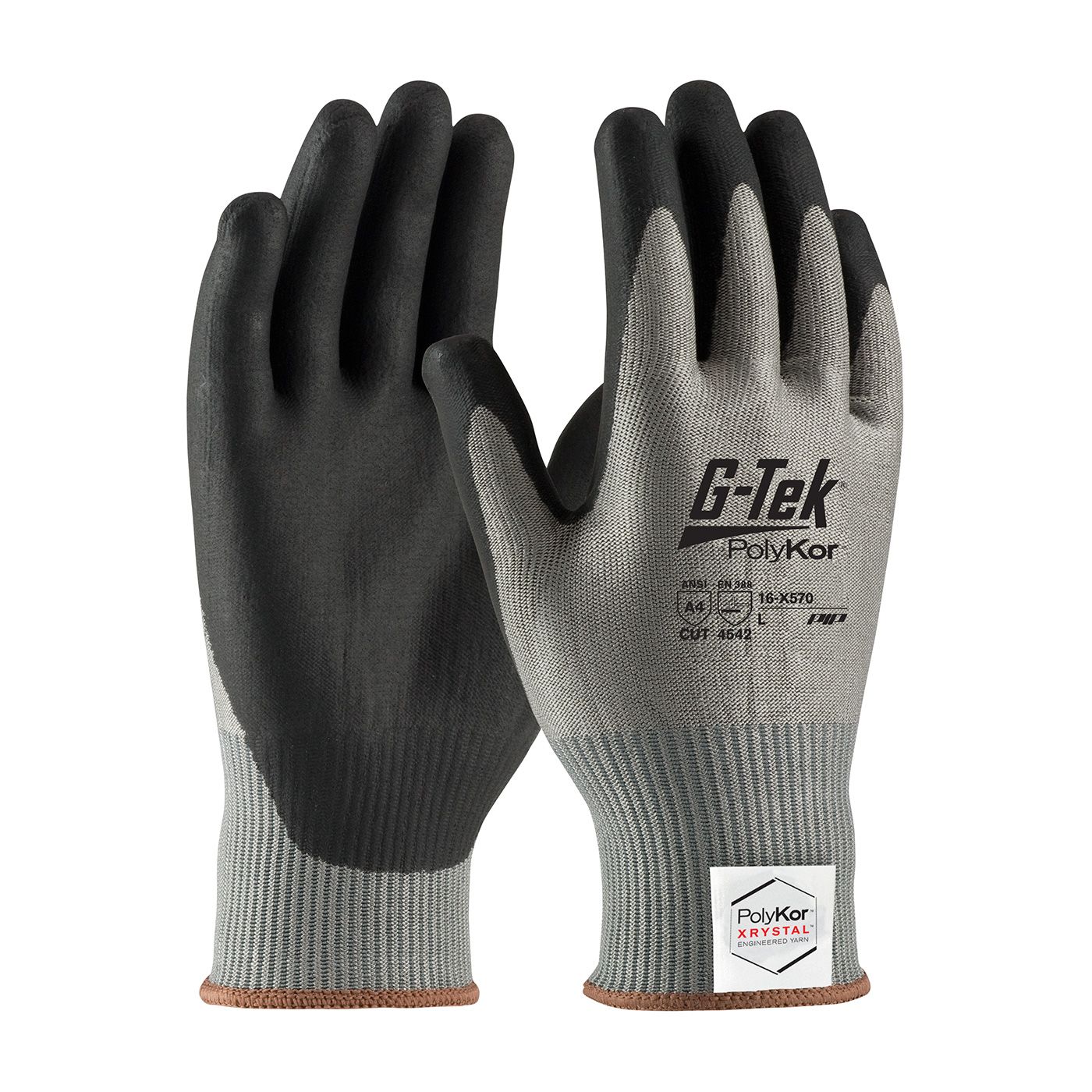 G-Tek® PolyKor® Seamless Knit A4 PolyKor® Xrystal® Blended Glove with NeoFoam® Coated Grip on Palm & Fingers - Touchscreen (#16-X570)