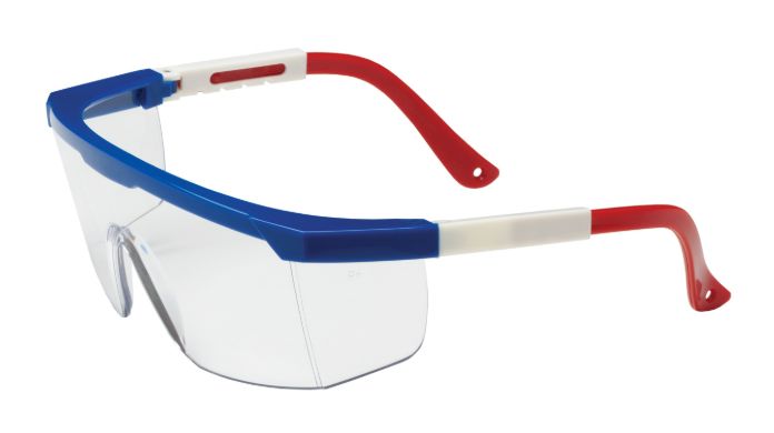 Hi-Voltage ARC Semi-Rimless Safety Glasses with Red / White / Blue Frame, Clear Lens and Anti-Scratch Coating  (#250-24-0300)