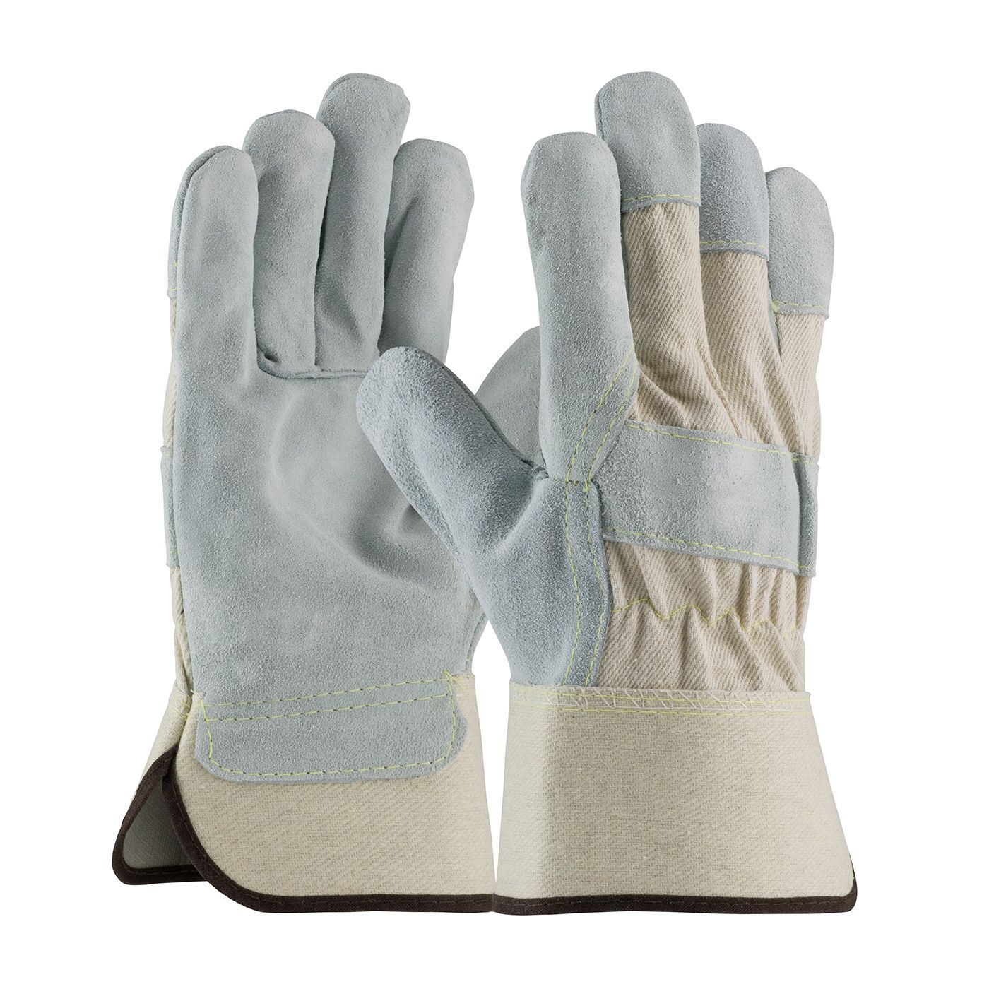 PIP Heavy Side Split Cowhide Leather Palm Glove with Canvas Back and Kevlar Stitching - Rubberized Safety Cuff  (#80-8800)