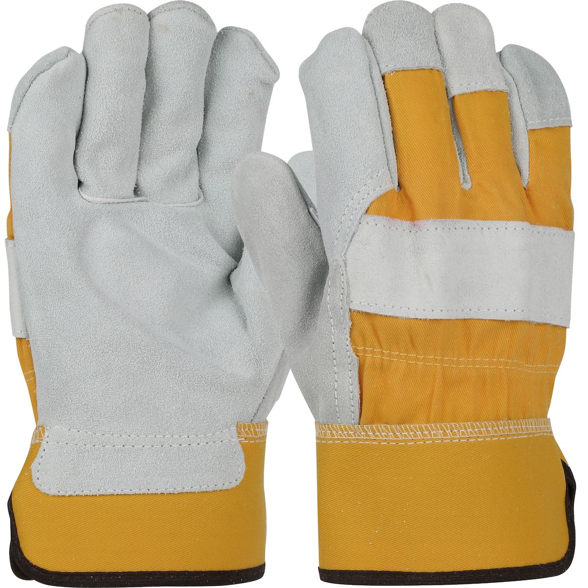 PIP Premium Grade Shoulder Split Cowhide Leather Palm Glove with Canvas Back - Rubberized Safety Cuff (#500Y) PIP Premium Grade Shoulder Split Cowhide Leather Palm Glove with Canvas Back - Rubberized Safety Cuff (#500Y)