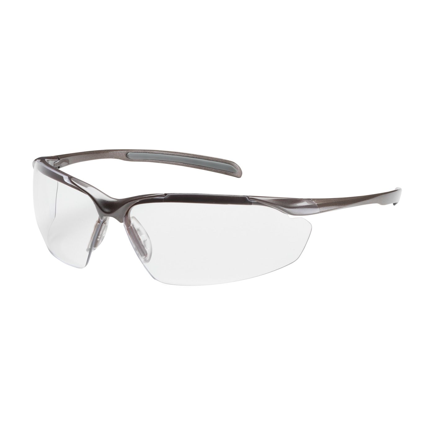 Commander Semi-Rimless Safety Glasses with Gloss Bronze Frame, Clear Lens and Anti-Scratch / Anti-Reflective Coating  (#250-33-1010)