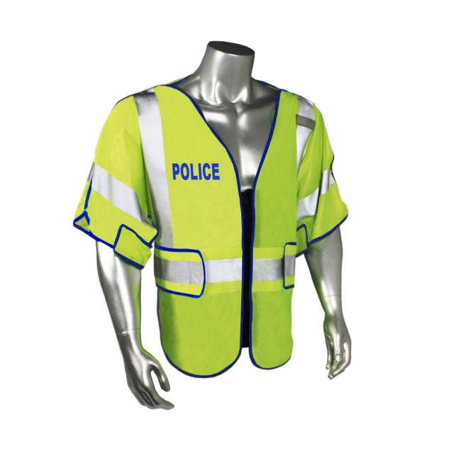 Breakaway Class 3 Police Safety Vest, Blue Trim (#LHV-PS3-DSZR-POL) Breakaway Class 3 Police Safety Vest, Blue Trim (#LHV-PS3-DSZR-POL)
