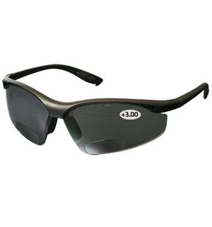 Mag Readers Semi-Rimless Safety Readers with Black Frame, Gray Lens and Anti-Scratch Coating, 3.00 Diopter  (#250-25-0130)