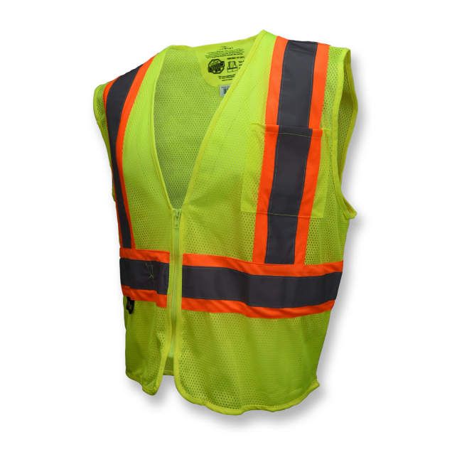 Economy Class 2 Self Extinguishing Vest w/Two-Tone Trim, Hi-Viz Green (#SV225-2ZGM) Economy Class 2 Self Extinguishing Vest w/Two-Tone Trim, Hi-Viz Green (#SV225-2ZGM)