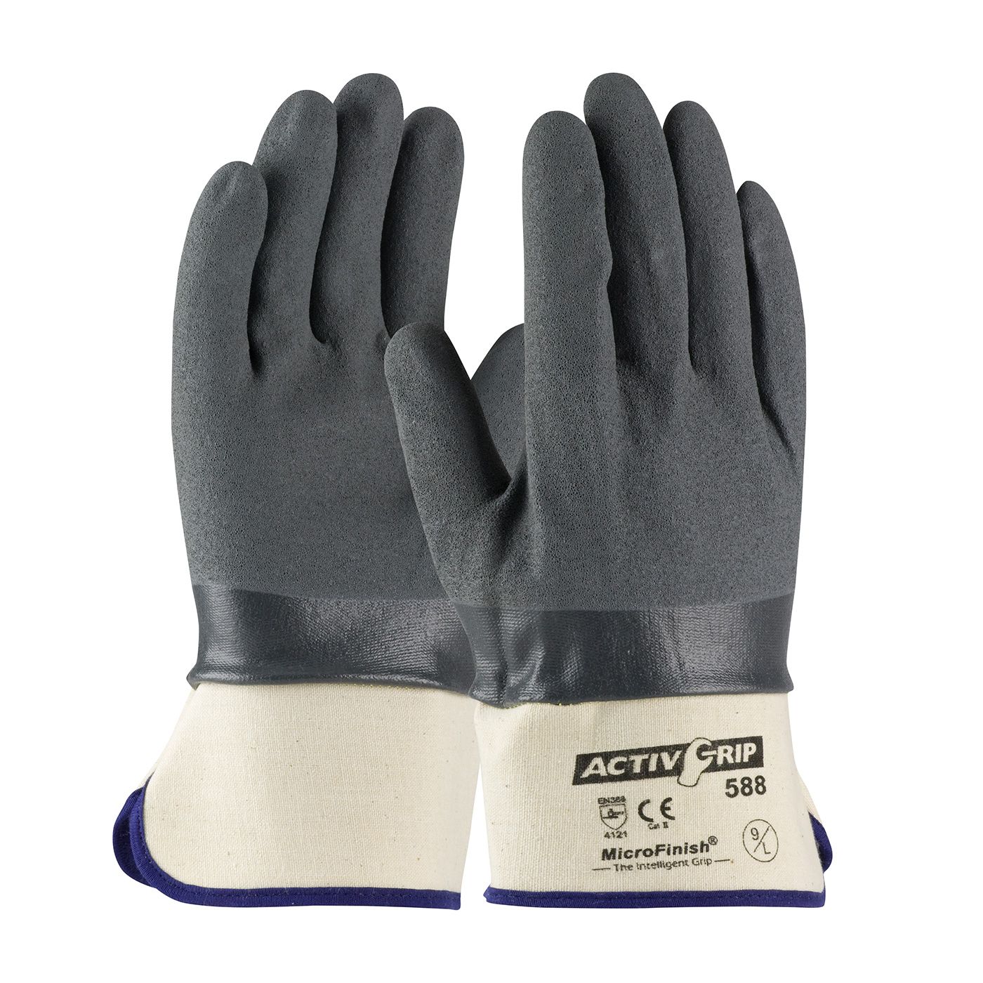 ActivGrip Nitrile Coated Glove with Cotton Liner and MicroFinish Grip - Safety Cuff (#56-AG588) ActivGrip Nitrile Coated Glove with Cotton Liner and MicroFinish Grip - Safety Cuff (#56-AG588)