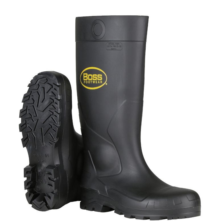 Boss Footwear 16" Black PVC Plain Toe Boot  (#380-800)