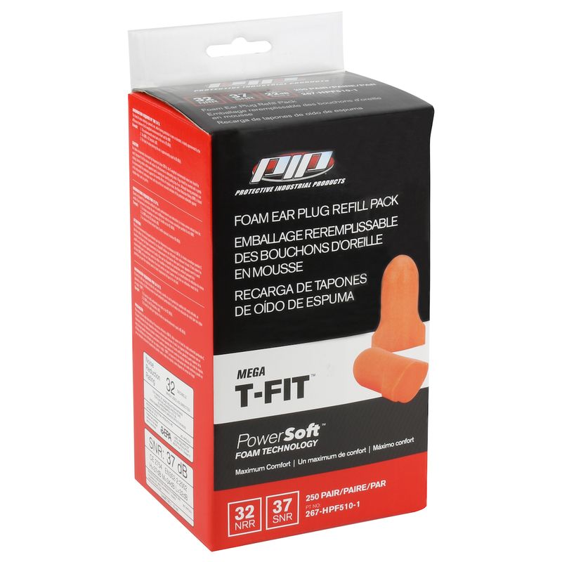 PIP® Mega T-Fit™ T-Shape Disposable Soft Polyurethane Foam Ear Plugs - Dispenser Refill Pack (#267-HPF510-1)