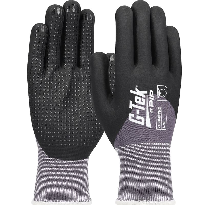 G-Tek® Seamless Knit Nylon/Spandex Glove with Nitrile Coated Foam Grip on Palm, Fingers & Knuckles - Micro Dot Palm - 15 Gauge - Touchscreen (#715SNFTKD) G-Tek® Seamless Knit Nylon/Spandex Glove with Nitrile Coated Foam Grip on Palm, Fingers & Knuckles - Micro Dot Palm - 15 Gauge - Touchscreen (#715SNFTKD)