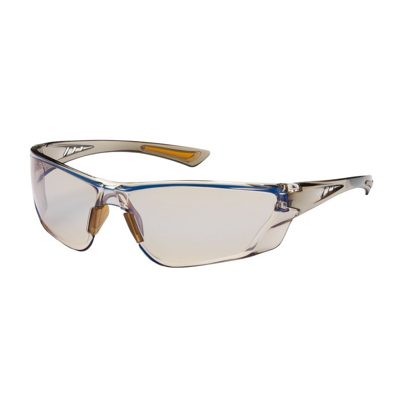 Recon Rimless Safety Glasses with Translucent Brown Temple, I/O Blue Lens and Anti-Scratch / Anti-Fog Coating  (#250-32-0226)