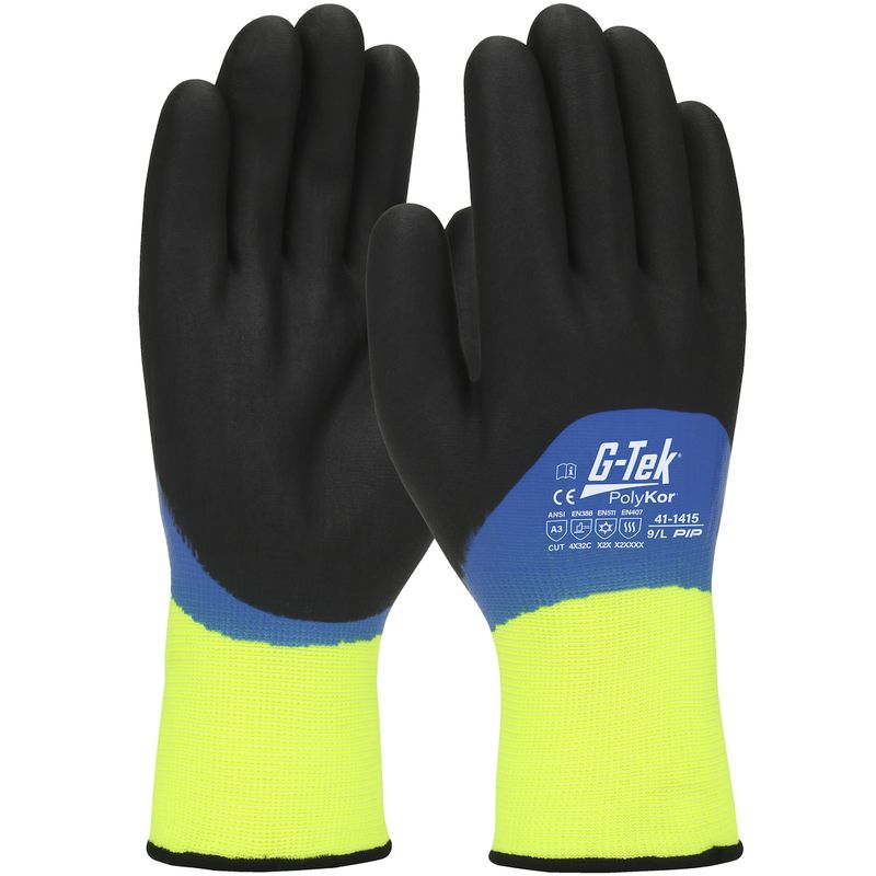 G-Tek® PolyKor® Seamless Knit PolyKor® Blend Glove with Acrylic Liner and Double-Dipped Nitrile Foam Grip on Full Hand - Touchscreen Compatible (#41-1415) G-Tek® PolyKor® Seamless Knit PolyKor® Blend Glove with Acrylic Liner and Double-Dipped Nitrile Foam Grip on Full Hand - Touchscreen Compatible (#41-1415)