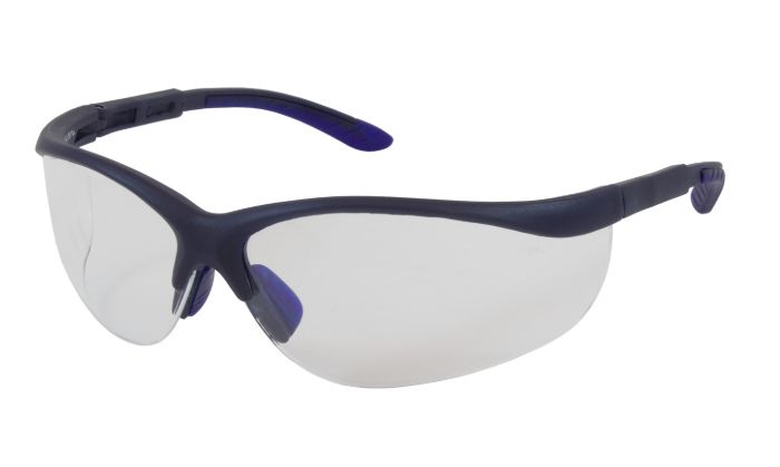 Hi-Voltage AC Semi-Rimless Safety Glasses with Blue Frame, Clear Lens and Anti-Scratch / Anti-Fog Coating  (#250-21-0120)