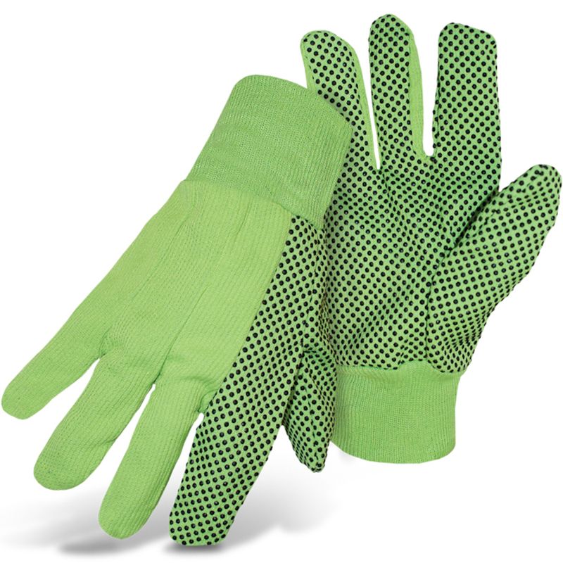 PIP Fluorescent Corded Canvas Glove with PVC Dotted Grip on Palm, Thumb and Index Finger - 10 oz. Single Palm  (#1JP5010N)