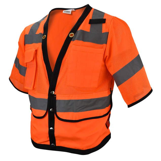 Class 3 Heavy Duty Surveyor Vest, Hi-Viz Orange, (#SV59-3ZOD)