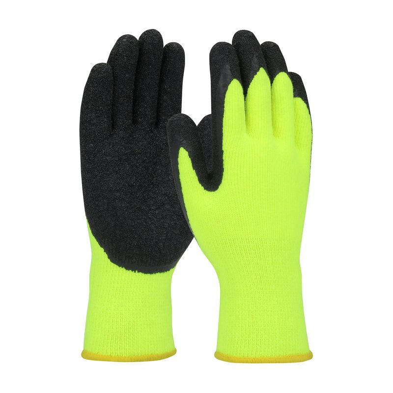 PIP Economy Hi-Vis Seamless Knit Acrylic Glove with Latex Coated Crinkle Grip on Palm & Fingers  (#41-1425)