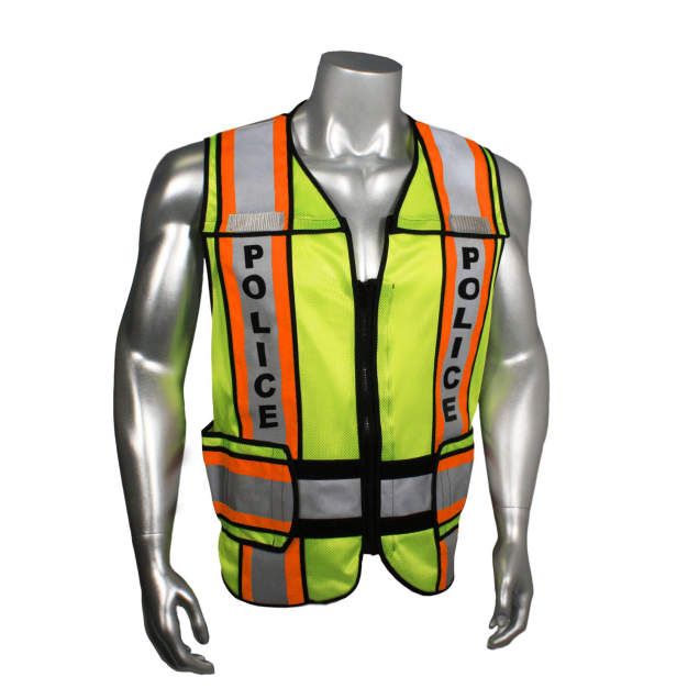 Breakaway 4" Contrast Police Safety Vest, Orange Trim (#LHV-207-O4C-POL)