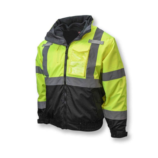 Three-In-One Deluxe Hi-Viz Bomber Jacket, Green (#SJ210B-3ZGS)