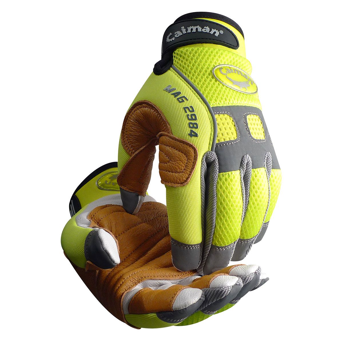 Caiman® MAG™ Multi-Activity Glove with White Goat Grain Leather Palm and Hi-Vis AirMesh™ Back - Pigskin Leather Reinforcement (#2984) Caiman® MAG™ Multi-Activity Glove with White Goat Grain Leather Palm and Hi-Vis AirMesh™ Back - Pigskin Leather Reinforcement (#2984)