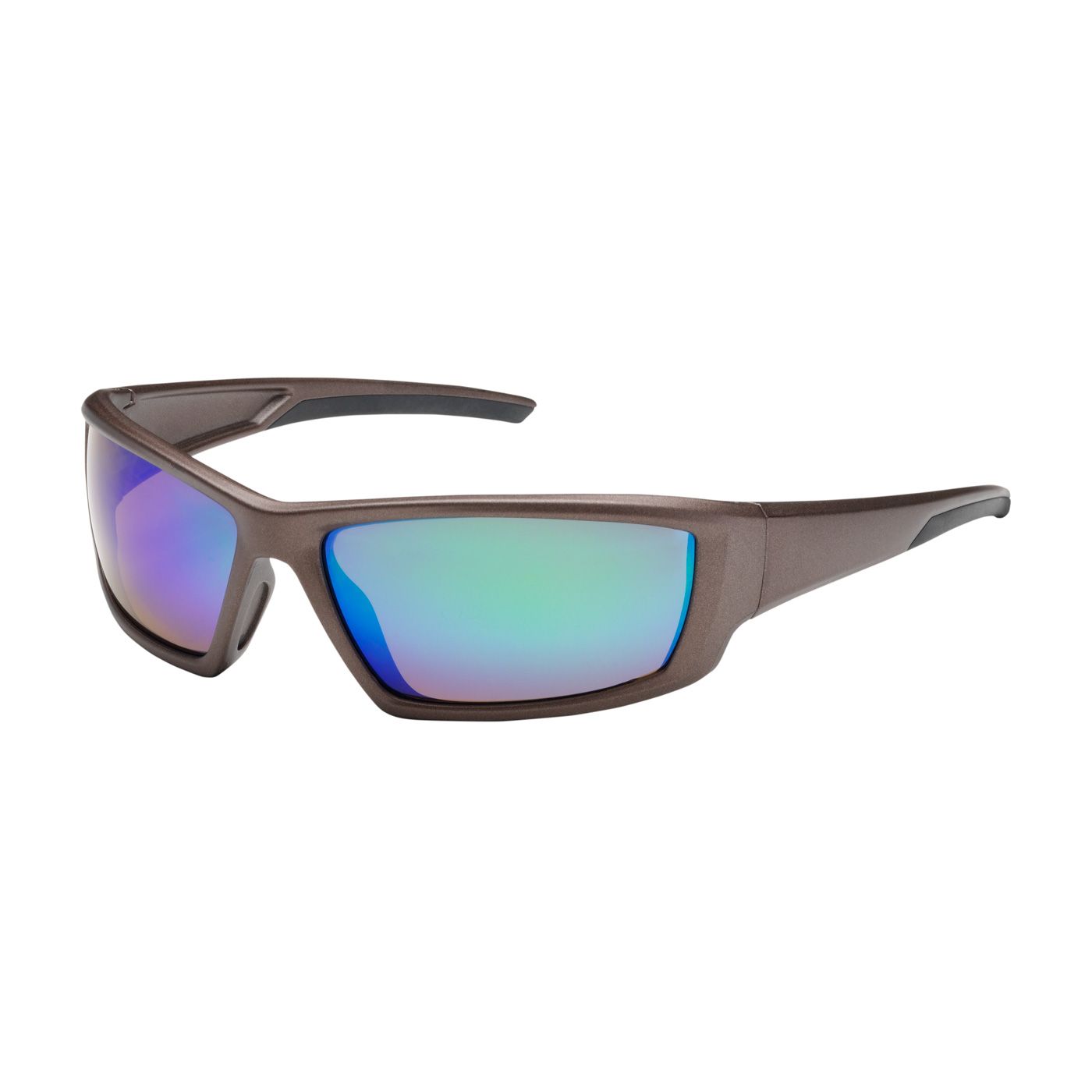 Sunburst Full Frame Safety Glasses with Brown Frame, Green Mirror Plus Lens and Anti-Scratch / Anti-Reflective Coating  (#250-47-1008)