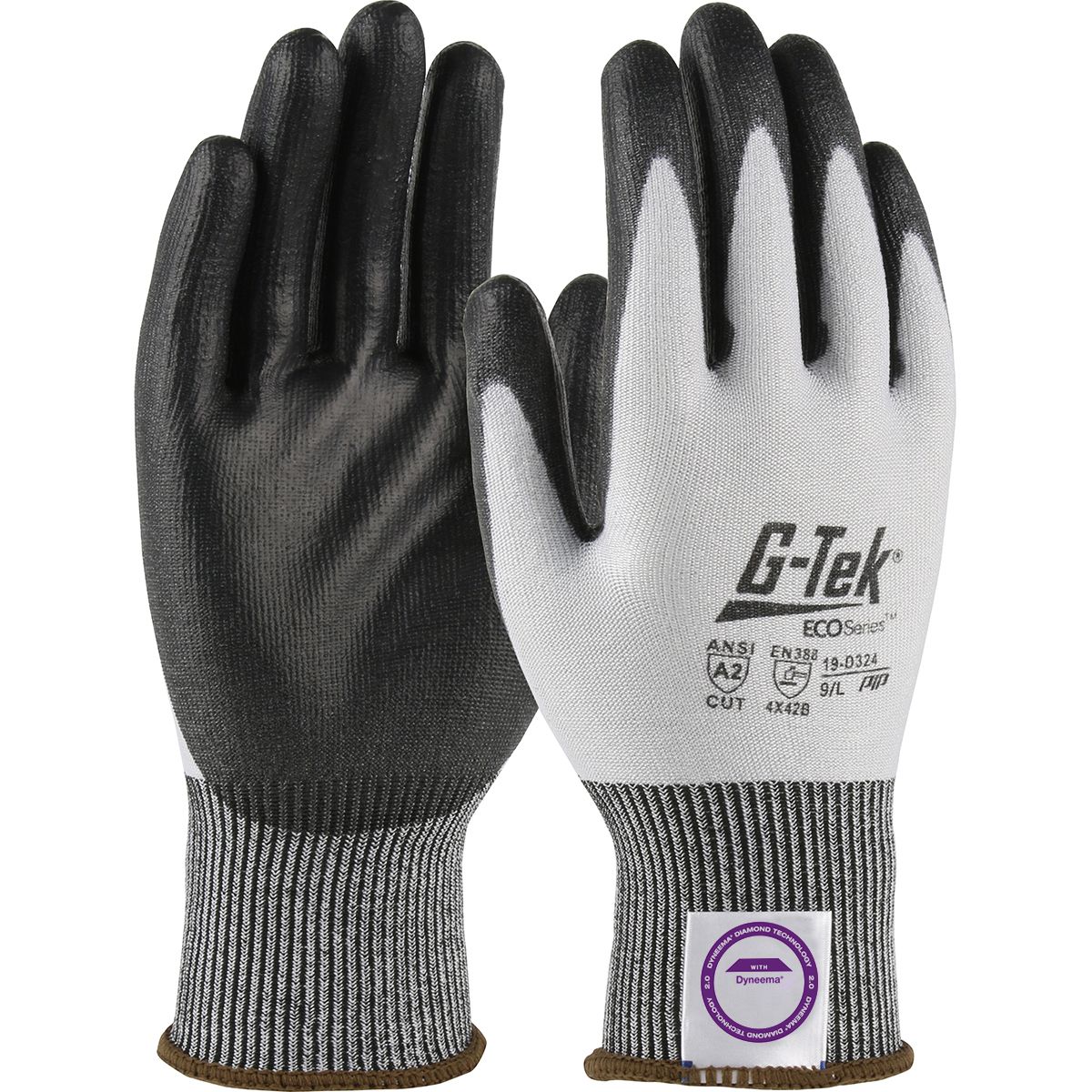 G-Tek® ECO Series™ Seamless Knit Dyneema® Phoenix Blended Glove with Polyurethane Coated Flat Grip on Palm & Fingers (#19-D324) G-Tek® ECO Series™ Seamless Knit Dyneema® Phoenix Blended Glove with Polyurethane Coated Flat Grip on Palm & Fingers (#19-D324)