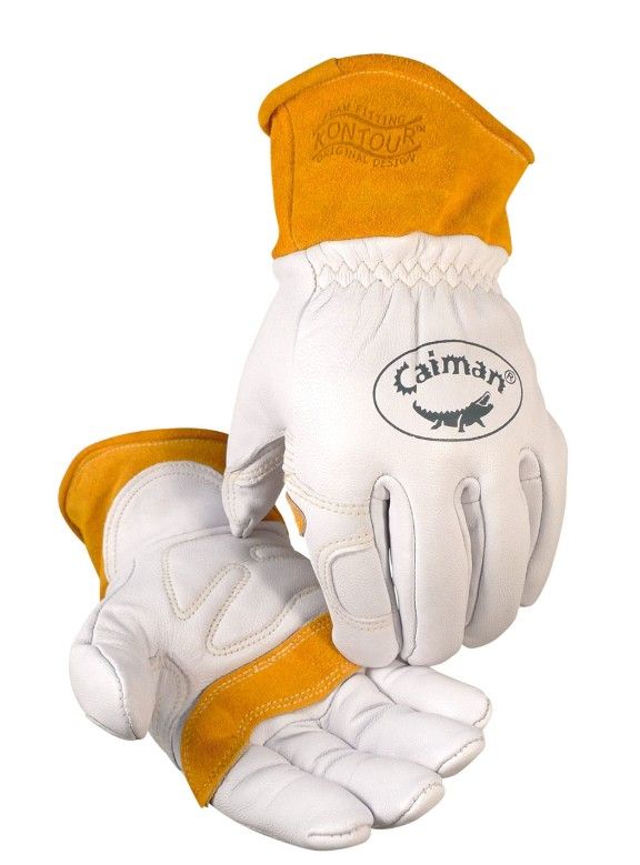 Caiman Premium Goat Grain Unlined TIG/MIG/Multi-Task Welder's Glove with Boarhide Palm Patch & Cuff  (#1871)