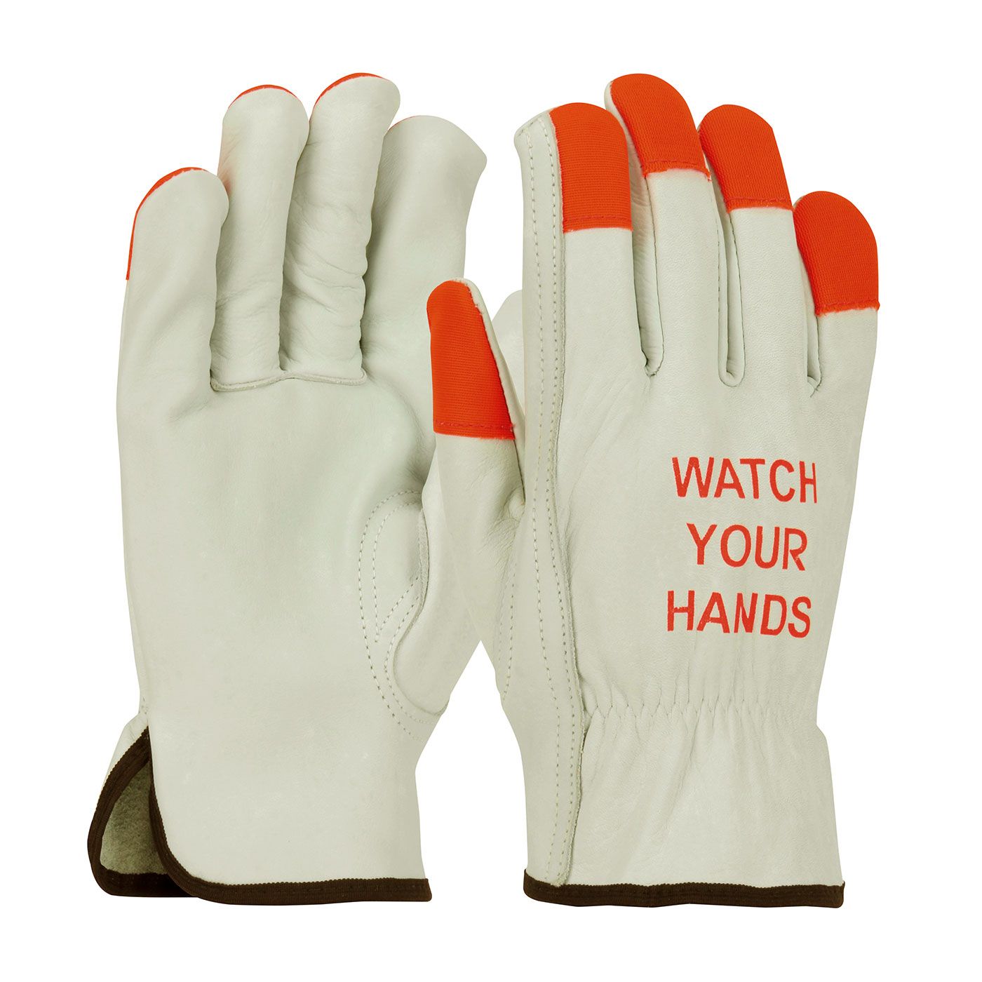 PIP Superior Grade Top Grain Cowhide Leather Drivers Glove with Hi-Vis Fingertips - Keystone Thumb  (#68-165HV)