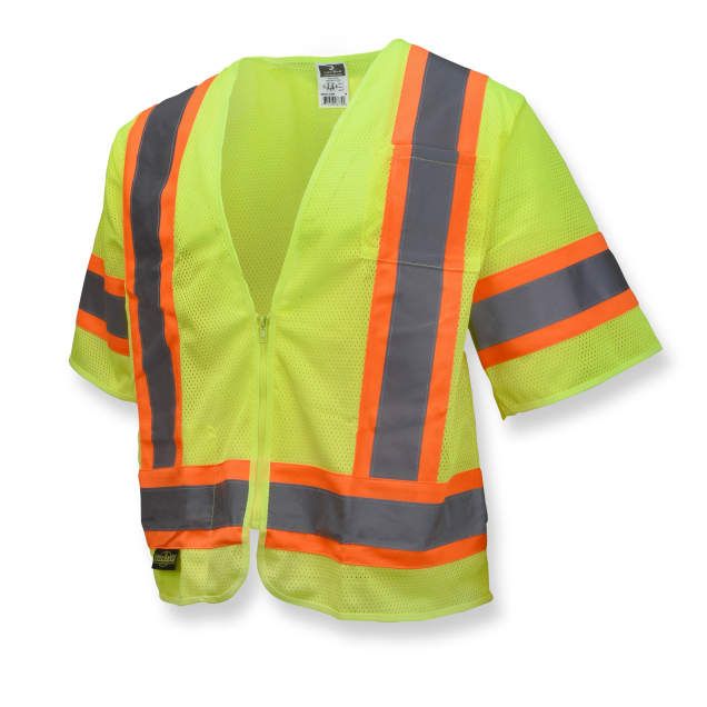Economy Class 3 with Two-Tone Trim Vest, Hi-Viz Green (#SV22-3ZGM)