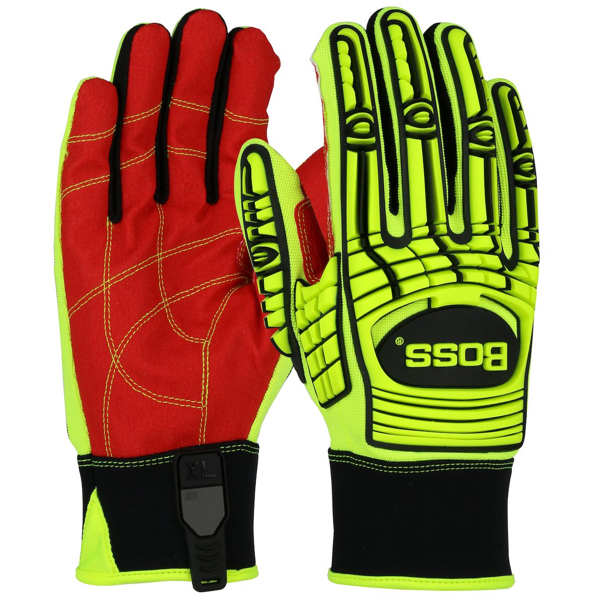 Boss® Red PVC Grip Palm and Spandex Back - TPR Impact Protection (#120-MP2120)