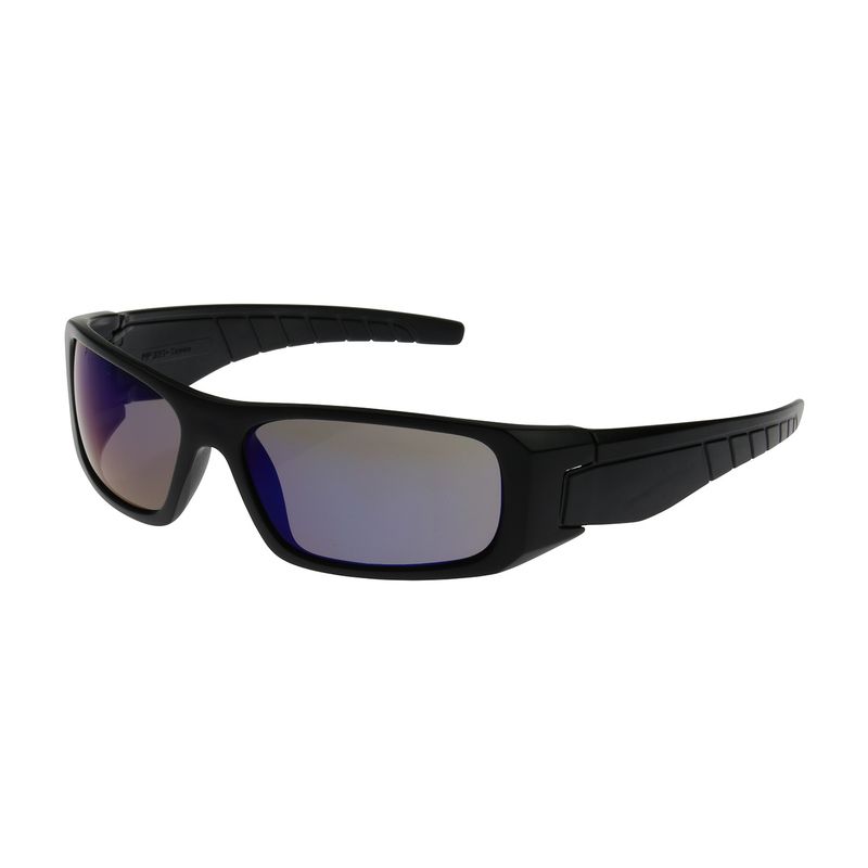 Squadron Full Frame Safety Glasses with Black Frame, Blue Mirror Plus Lens and Anti-Scratch / Anti-Reflective Coating  (#250-53-0006)