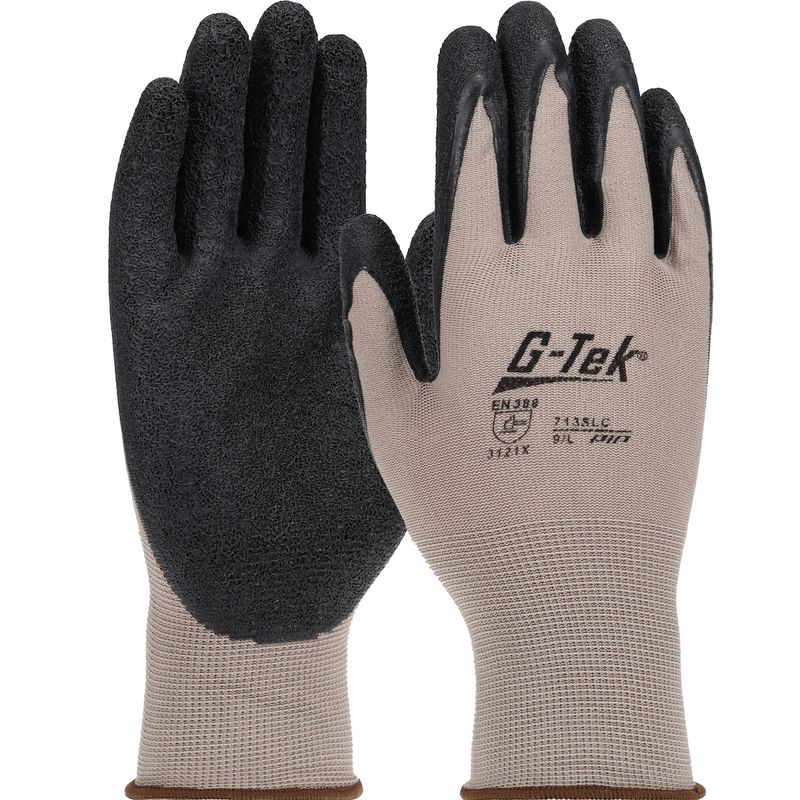 G-Tek PosiGrip Seamless Knit Nylon Glove with Latex Coated Crinkle Grip on Palm & Fingers  (#713SLC)