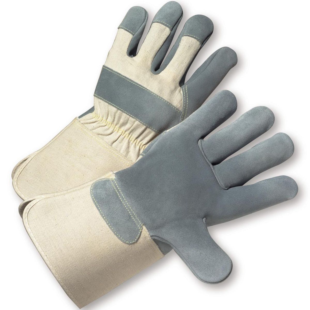 PIP Premium Heavy Side Split Cowhide Leather Palm Glove with Canvas Back - Rubberized Gauntlet Cuff (#800-AAA) PIP Premium Heavy Side Split Cowhide Leather Palm Glove with Canvas Back - Rubberized Gauntlet Cuff (#800-AAA)