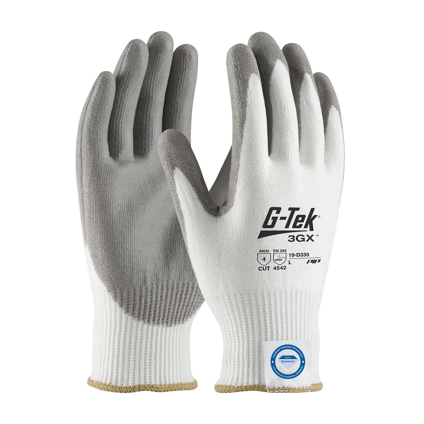 G-Tek® 3GX® Seamless Knit A4 Dyneema® Diamond Blended Glove with Polyurethane Coated Flat Grip on Palm & Fingers (#19-D330) G-Tek® 3GX® Seamless Knit A4 Dyneema® Diamond Blended Glove with Polyurethane Coated Flat Grip on Palm & Fingers (#19-D330)