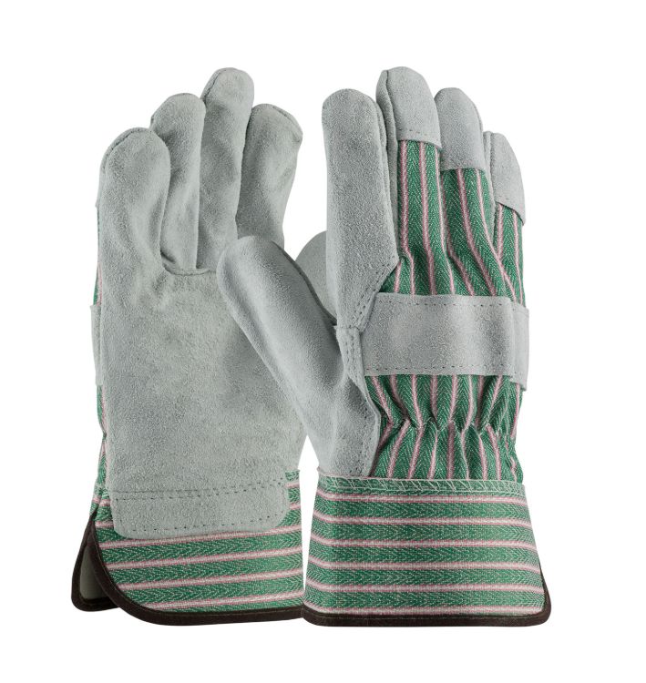 PIP "B/C" Grade Shoulder Split Cowhide Leather Palm Glove with Fabric Back - Rubberized Safety Cuff  (#84-6532)