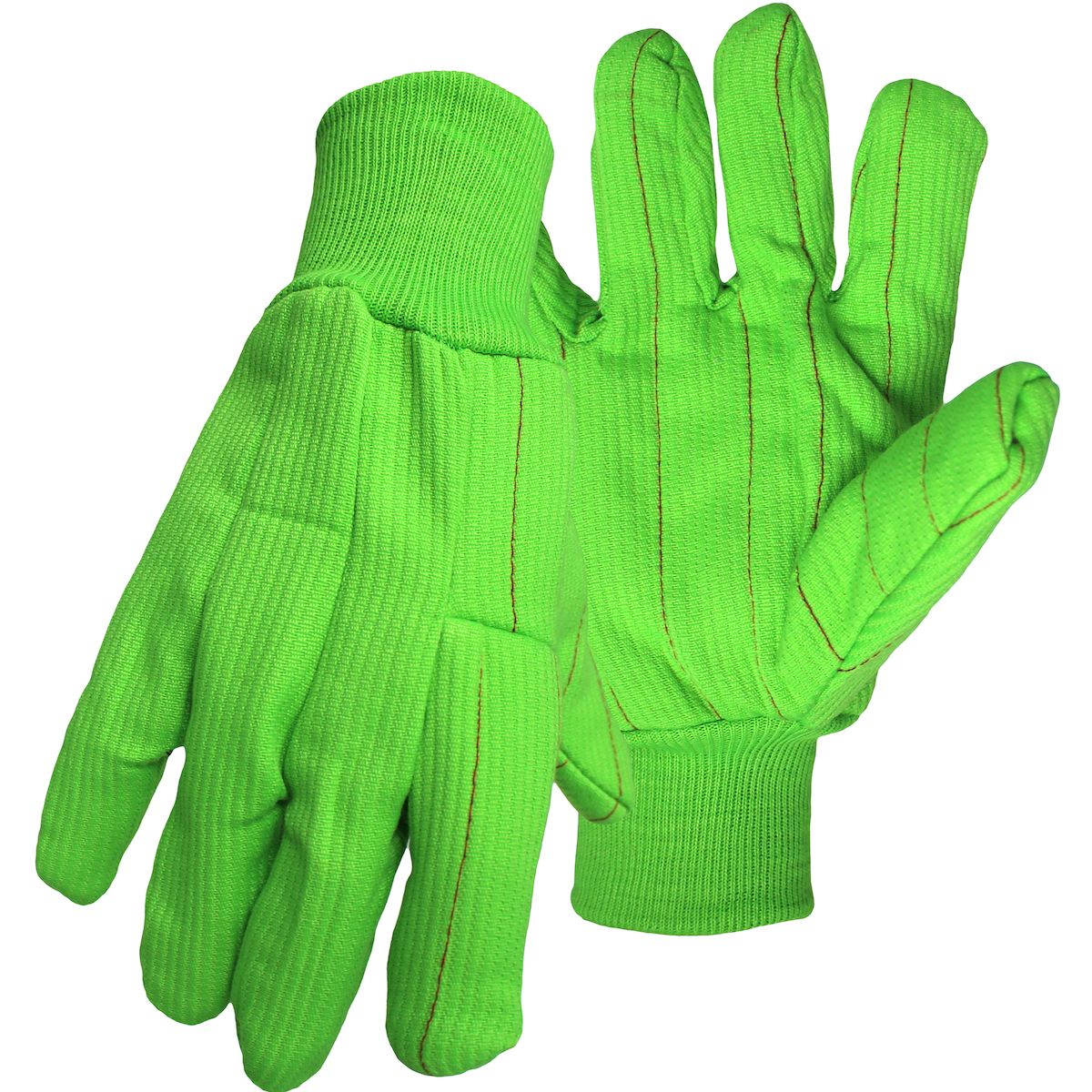 PIP Hi-Vis Polyester/Cotton Corded Double Palm Glove with Nap-In Finish - Knit Wrist  (#30PCN)