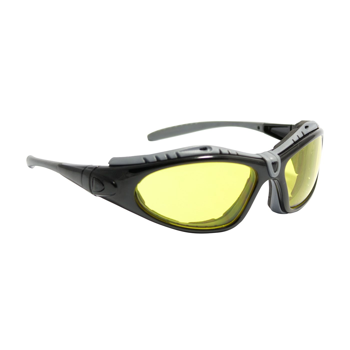 Fuselage Full Frame Safety Glasses with Black Frame, Foam Padding, Amber Lens and Anti-Scratch / Anti-Fog Coating  (#250-50-0429)