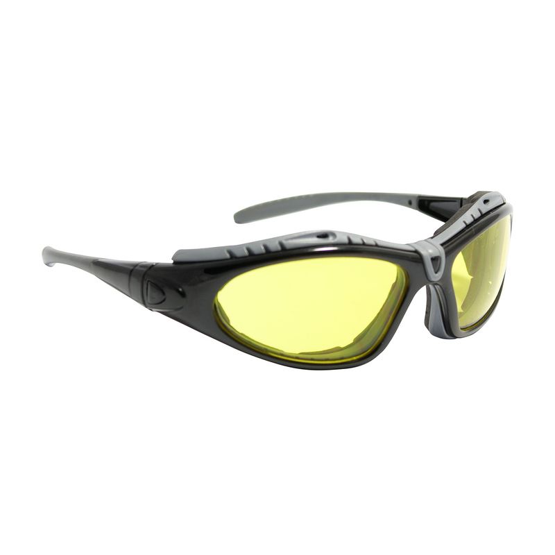 Fuselage Full Frame Safety Glasses with Black Frame, Foam Padding, Amber Lens and Anti-Scratch / Anti-Fog Coating  (#250-50-0429)