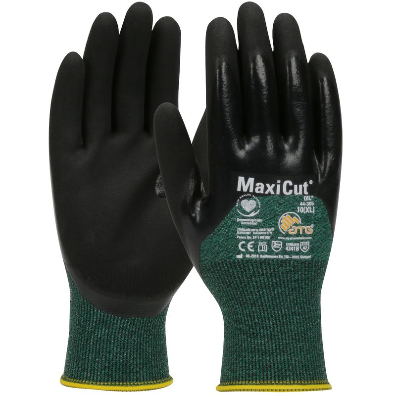 ATG® MaxiCut® Oil Seamless Knit A2 Engineered Yarn Glove with Nitrile Coated MicroFoam Grip on Palm, Fingers & Knuckles (#44-305) ATG® MaxiCut® Oil Seamless Knit A2 Engineered Yarn Glove with Nitrile Coated MicroFoam Grip on Palm, Fingers & Knuckles (#44-305)