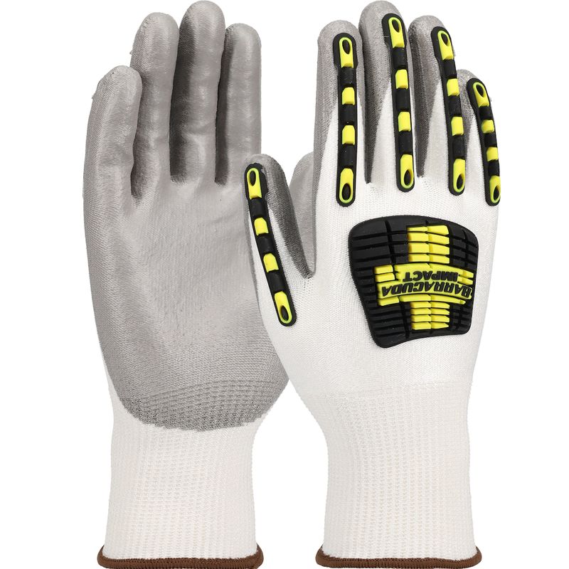 G-Tek® Barracuda® Seamless Knit HPPE Blended Glove with Impact Protection and Polyurethane Coated Palm & Fingers (#713HGWUB)