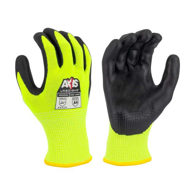 Radians AXIS™ A4 High Visibility Foam Nitrile Coated Cut Protection Glove (#RWG564) Radians AXIS™ A4 High Visibility Foam Nitrile Coated Cut Protection Glove (#RWG564)
