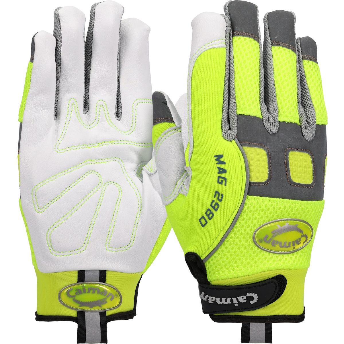Caiman® MAG™ Multi-Activity Glove with White Goat Grain Leather Padded Palm and Hi-Vis Yellow AirMesh™ Back (#2980) Caiman® MAG™ Multi-Activity Glove with White Goat Grain Leather Padded Palm and Hi-Vis Yellow AirMesh™ Back (#2980)