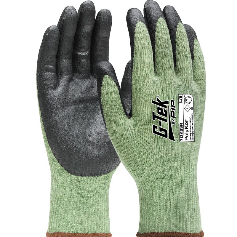 G-Tek® PolyKor® AR Seamless Knit PolyKor®/Aramid Blend Glove with Nitrile Foam Coated Grip on Palm & Fingers (#713KSSN)