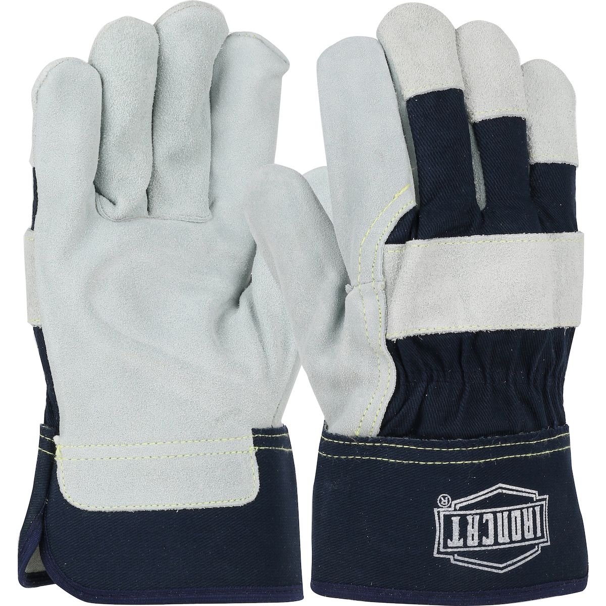 Ironcat® Heavy Premium Split Cowhide Leather Palm Glove with Canvas Back - Rubberized Safety Cuff (#IC5) Ironcat® Heavy Premium Split Cowhide Leather Palm Glove with Canvas Back - Rubberized Safety Cuff (#IC5)