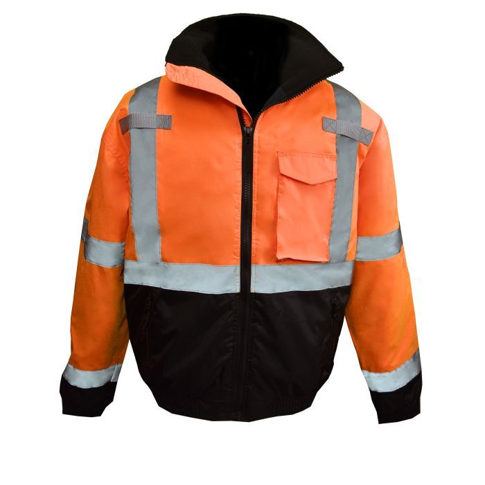 Class 3 Hi-Viz Weatherproof Bomber Jacket with Quilted Built-in Liner (#SJ11QB-3ZOS)