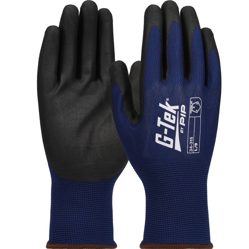 G-Tek® Economy Seamless Knit Polyester Glove with Nitrile Coated Foam Grip on Palm & Fingers - 15 Gauge - Touchscreen (#34-315) G-Tek® Economy Seamless Knit Polyester Glove with Nitrile Coated Foam Grip on Palm & Fingers - 15 Gauge - Touchscreen (#34-315)