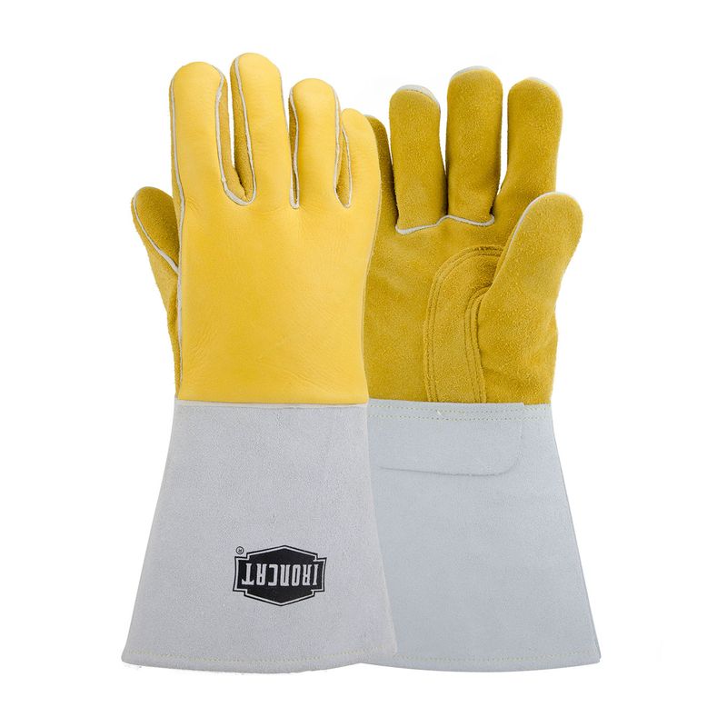 Ironcat® Premium Grade Top Grain Elkskin Leather Welder's Glove with Cotton/Foam Lining and Gauntlet Cuff (#9060)