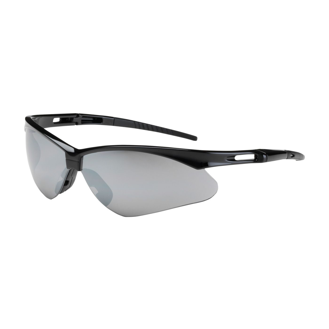 Anser Semi-Rimless Safety Glasses with Black Frame, Silver Mirror Lens and Anti-Scratch Coating  (#250-AN-10125)