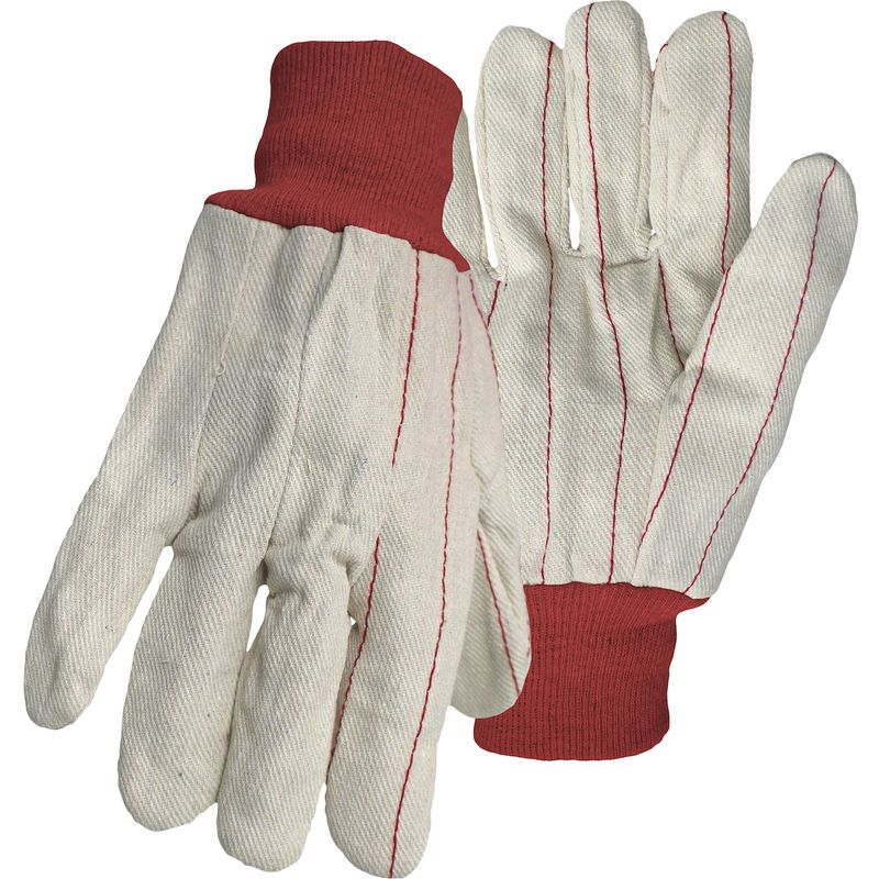 PIP Cotton/Polyester Double Palm Glove with Nap-In Finish - Red Knit Wrist  (#1JC28013R)
