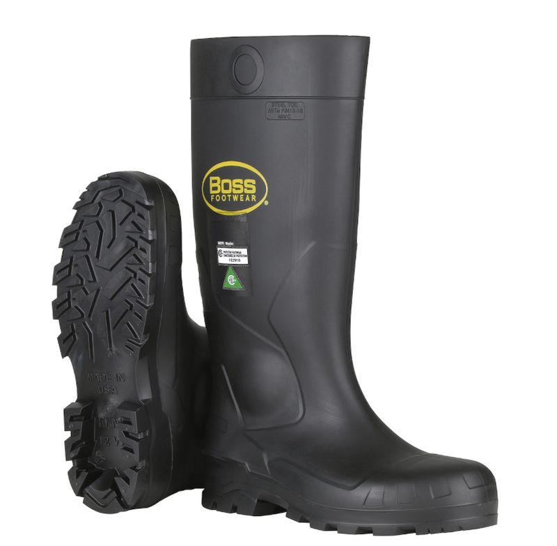 Boss Footwear Black PVC Full Safety Steel Toe and Midsole Boot  (#383-820)