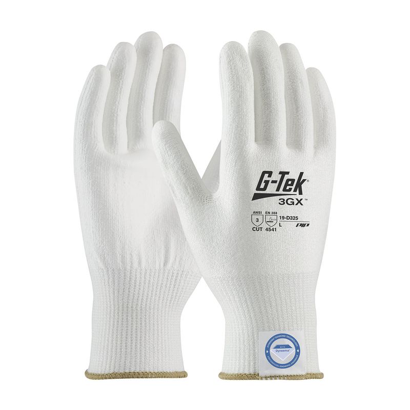 G-Tek® 3GX® Seamless Knit A3 Dyneema® Diamond Blended Glove with Polyurethane Coated Flat Grip on Palm & Fingers (#19-D325) G-Tek® 3GX® Seamless Knit A3 Dyneema® Diamond Blended Glove with Polyurethane Coated Flat Grip on Palm & Fingers (#19-D325)
