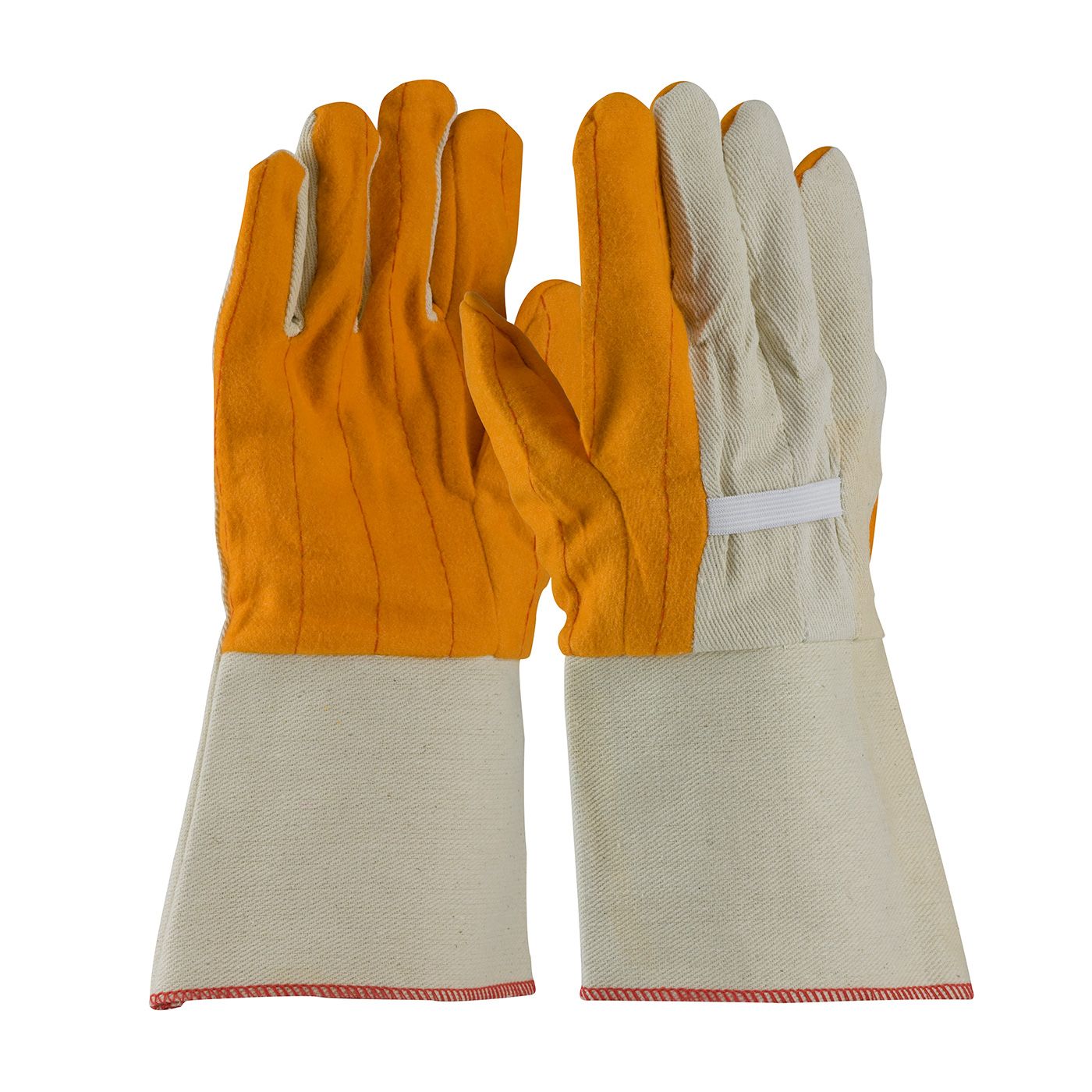PIP Premium Grade Cotton Chore Glove with Double Layer Palm/Back and Nap-out Finish - Rubberized Gauntlet Cuff (#93-578G) PIP Premium Grade Cotton Chore Glove with Double Layer Palm/Back and Nap-out Finish - Rubberized Gauntlet Cuff (#93-578G)