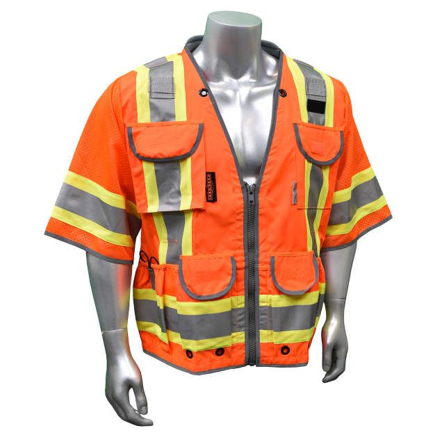 CLASS 3 HEAVY WOVEN TWO TONE ENGINEER VEST, orange (#SV55-3ZOD) CLASS 3 HEAVY WOVEN TWO TONE ENGINEER VEST, orange (#SV55-3ZOD)